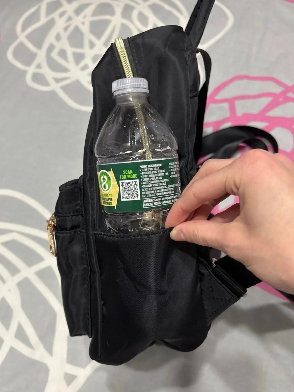 Black Mini Backpack With Gold Hardware